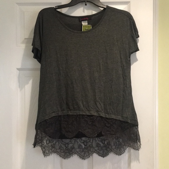 Annabelle Tops - Grey and lace high low shirt!!